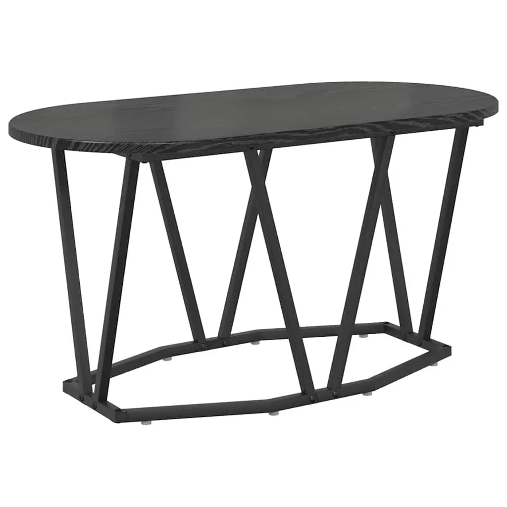 Oval Coffee Table Black Oak Industrial Modern Living Room Furniture 80x40x40.5cm