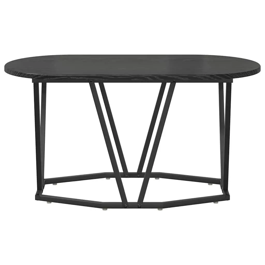 Oval Coffee Table Black Oak Industrial Modern Living Room Furniture 80x40x40.5cm