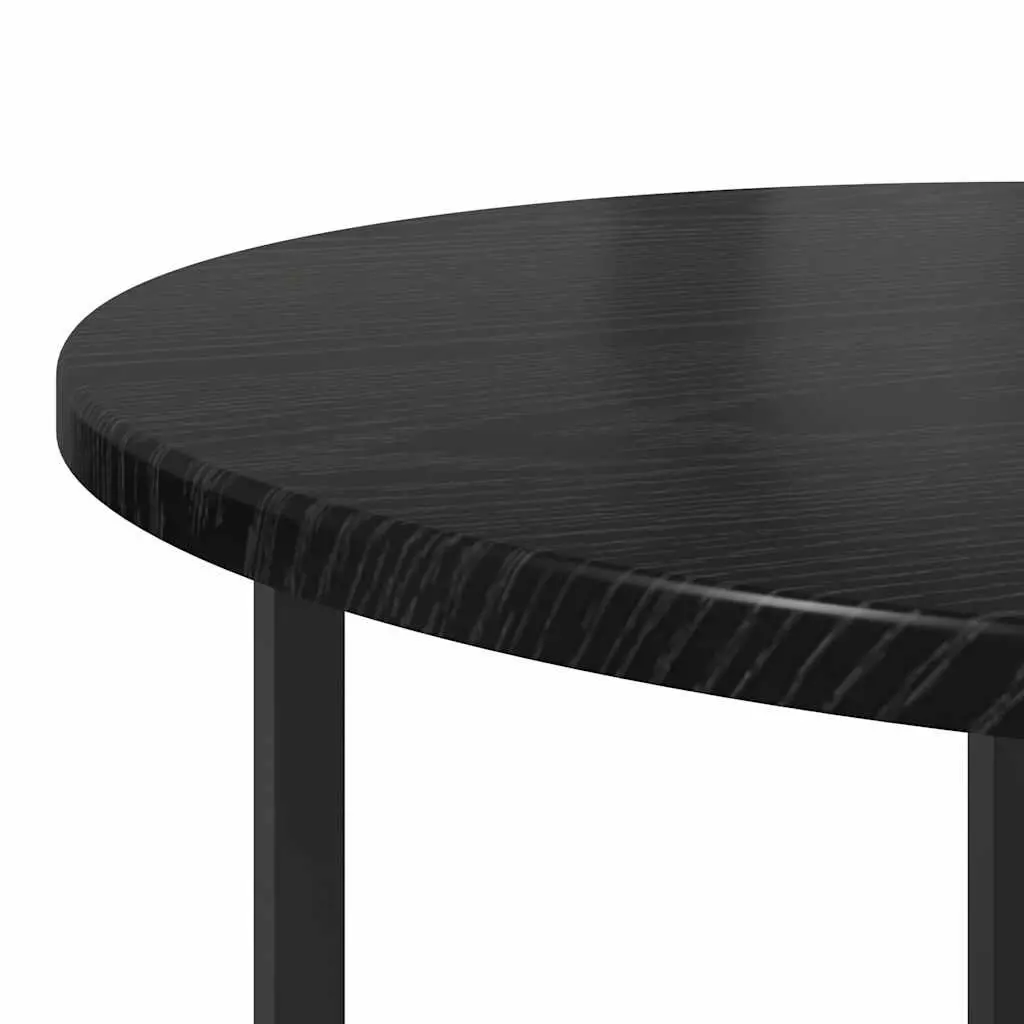 Nesting Side Table Set 2 Pieces Engineered Wood Metal Frame Black
