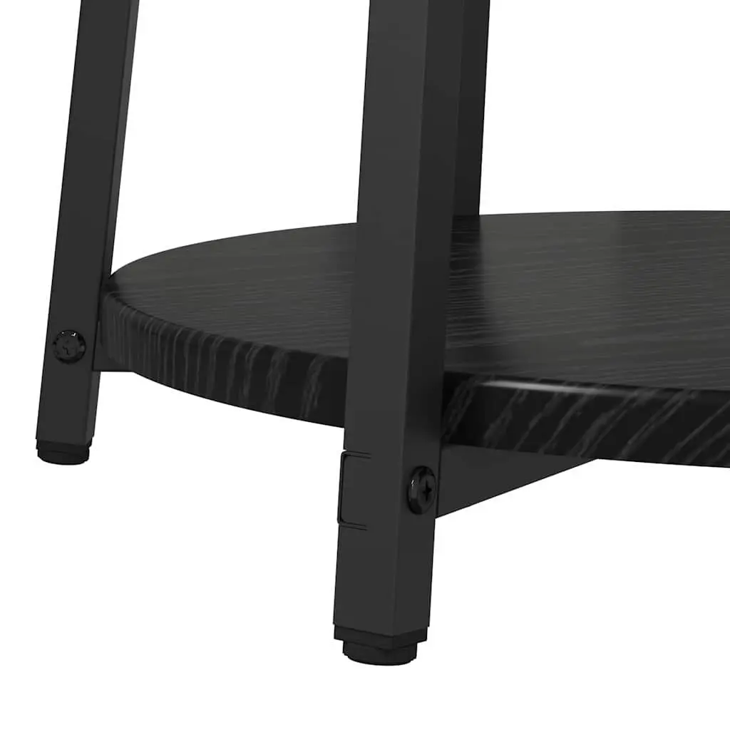 Side Table Set Engineered Wood Metal 2 Pieces Black Round Industrial