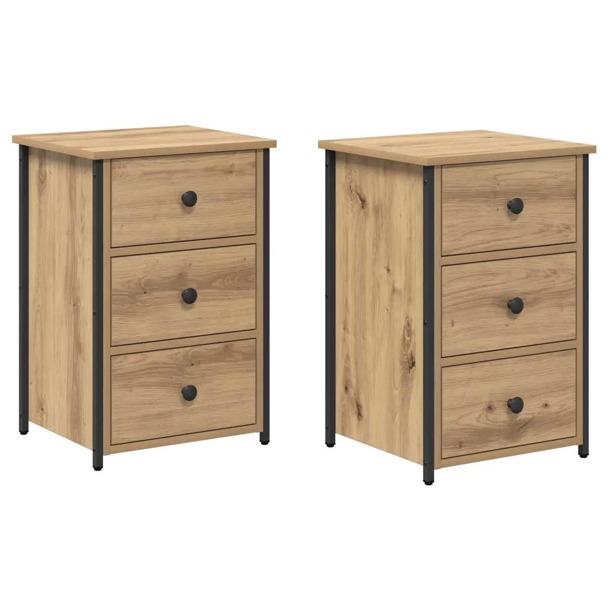 Bedside Cabinet 2 pcs Brown 40 x 36 x 60 cm Bedroom Nightstand Storage Drawer