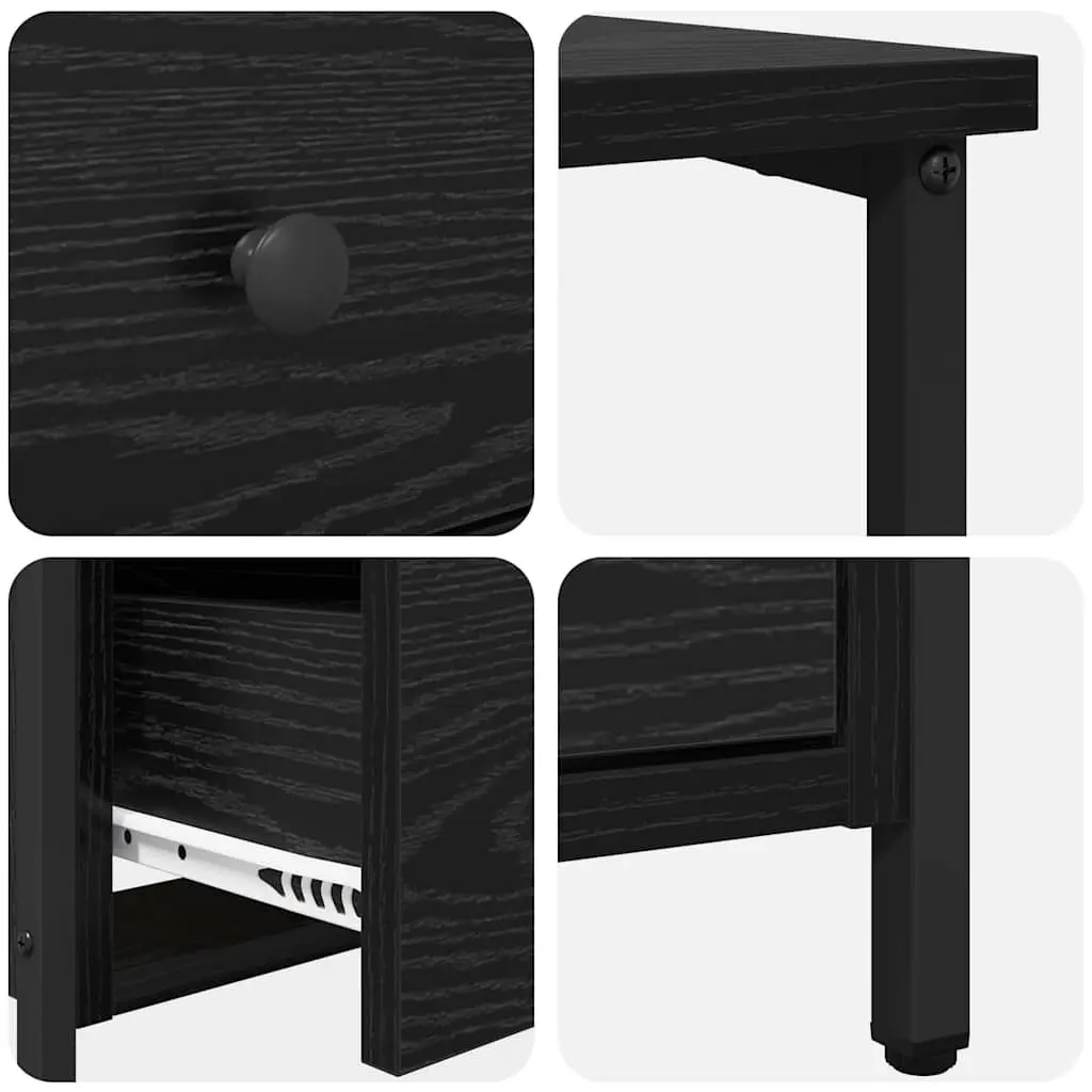 Black Bedside Cabinet 30 x 60 x 60 cm