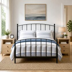 Stylish Black Bedside Cabinet Set with Drawer and Shelves