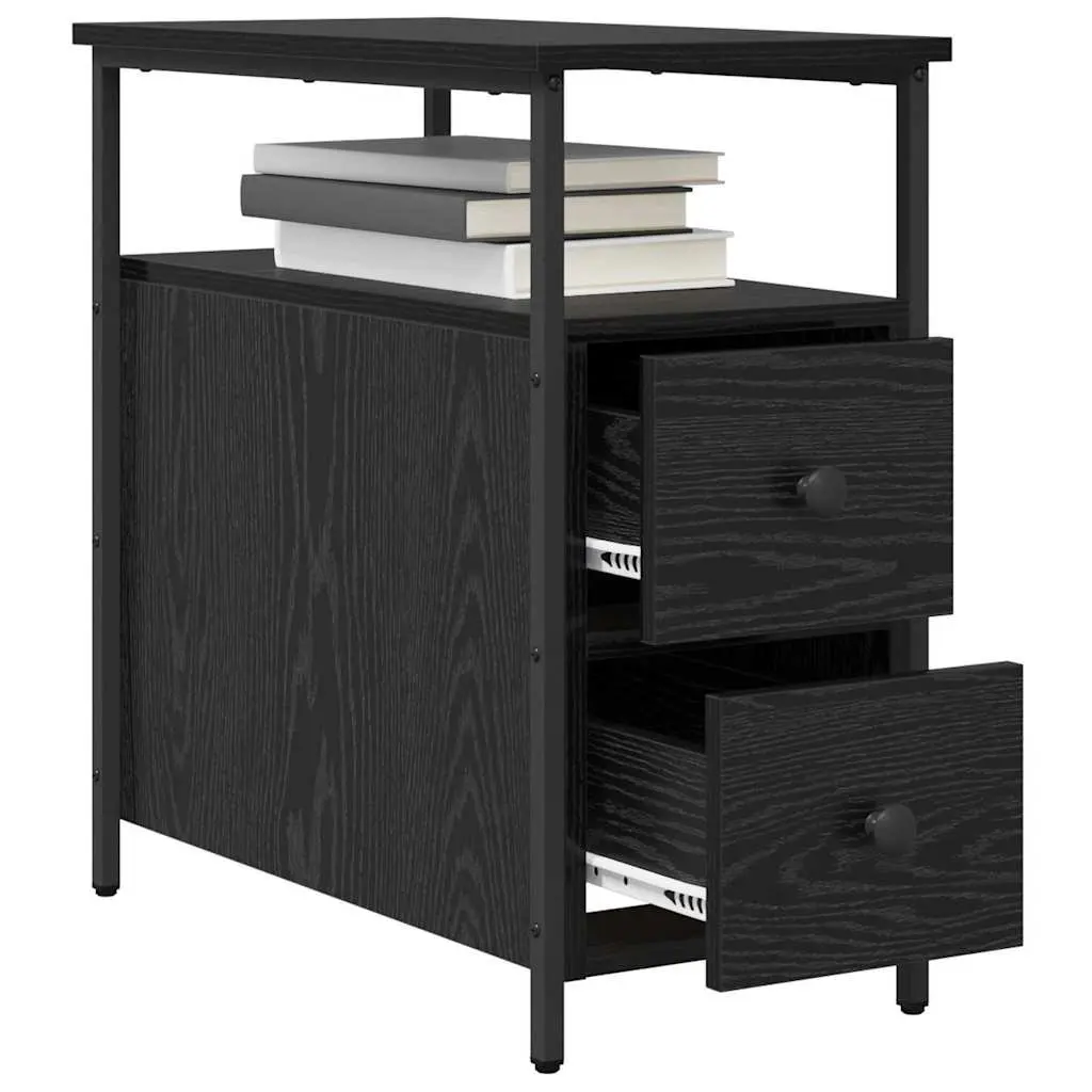 Bedside Cabinet Engineered Wood 30 x 60 x 60 cm Black 2 Pieces