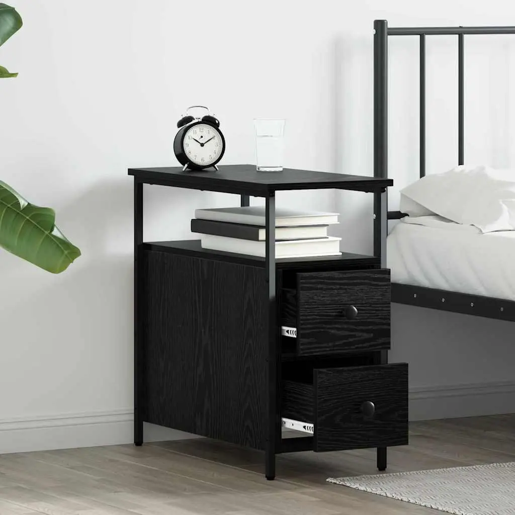Bedside Cabinet Engineered Wood 30 x 60 x 60 cm Black 2 Pieces