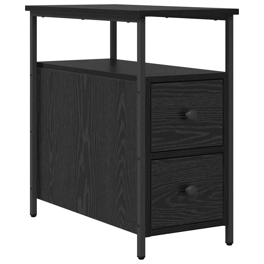 Bedside Cabinet Engineered Wood 30 x 60 x 60 cm Black 2 Pieces