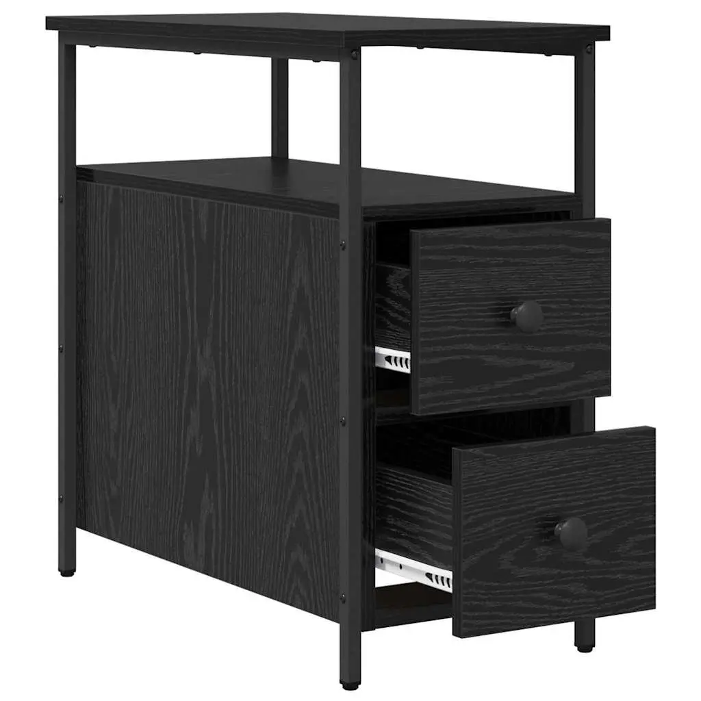 Bedside Cabinet Engineered Wood 30 x 60 x 60 cm Black 2 Pieces