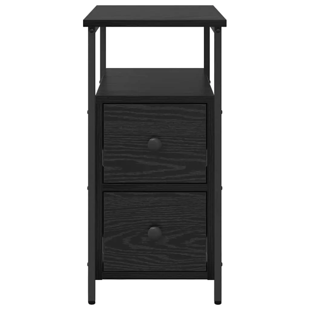 Bedside Cabinet Engineered Wood 30 x 60 x 60 cm Black 2 Pieces