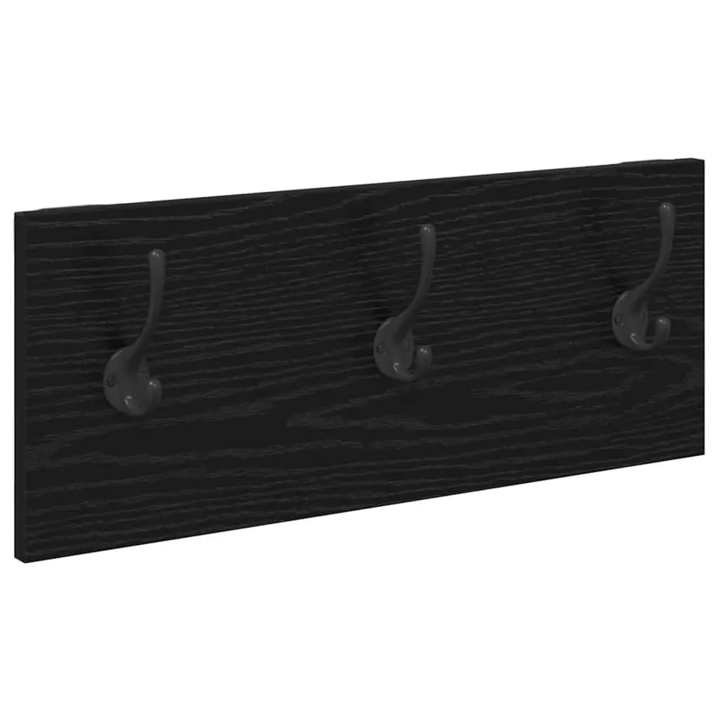 Hallway Furniture Set Engineered Wood 4 Piece Storage Bench Mirror Coat Racks Black