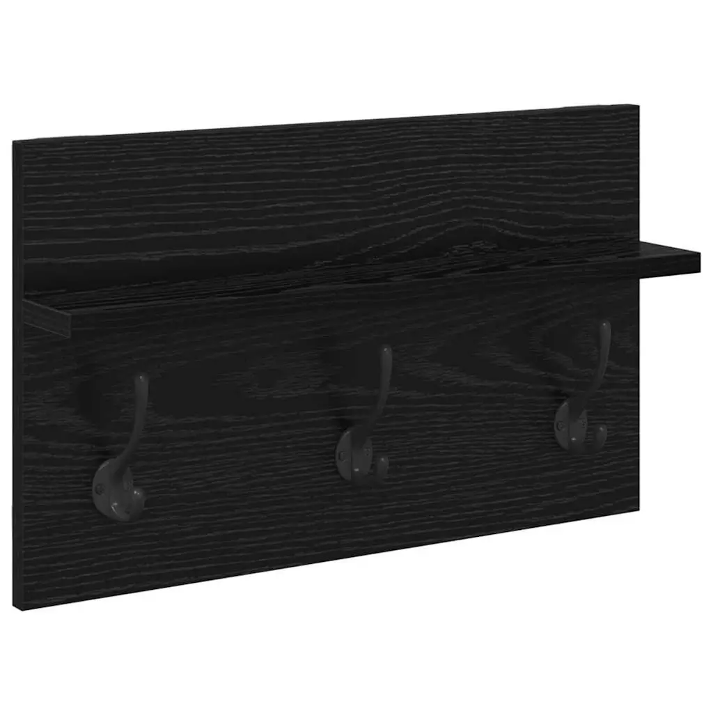 Hallway Furniture Set Engineered Wood 4 Piece Storage Bench Mirror Coat Racks Black