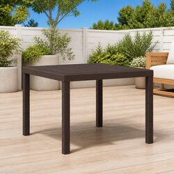 Durable Rectangular Garden Table with Poly Rattan Surface
