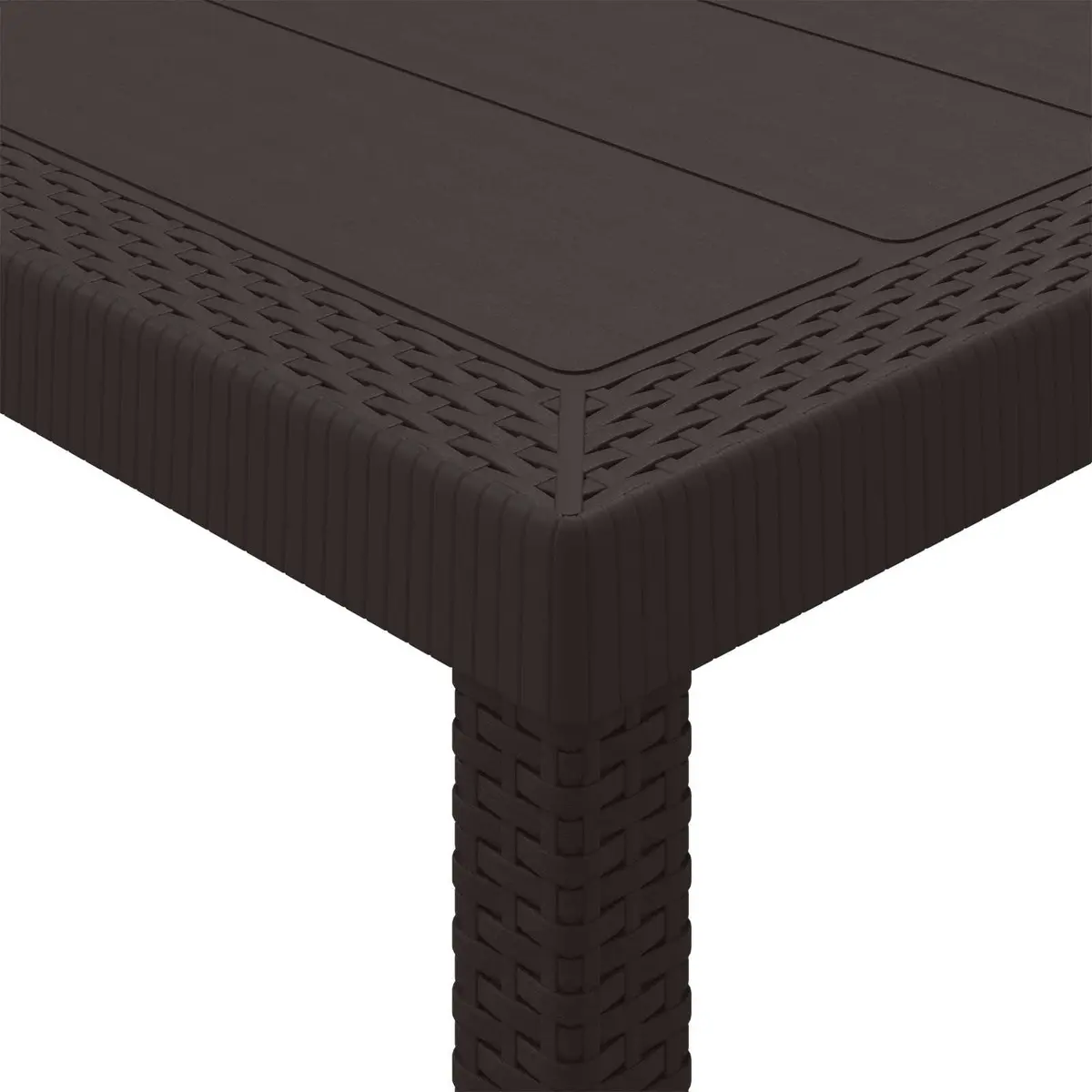 Garden Dining Table in Brown Poly Rattan 200x100x73cm