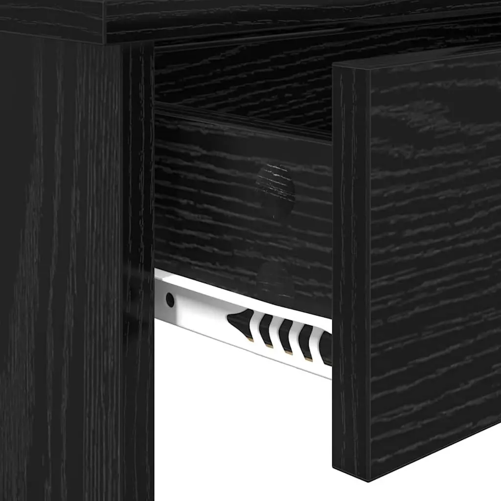 Black Dressing Table with Large Mirror and Drawers