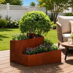 Stylish Weathering Steel Garden Planter 60x60x50cm Brown