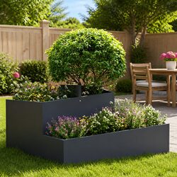 Anthracite Metal Garden Planter 80x80x50cm for Outdoor Use