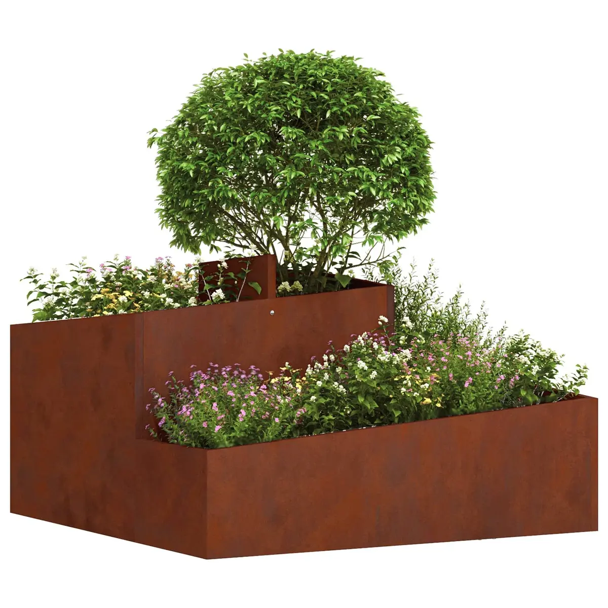 Garden Planter Weathering Steel 80 x 80 x 50 cm Brown Square Outdoor Raised Bed