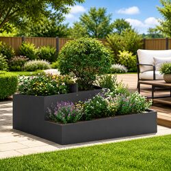 Metal Garden Planter 100 x 100 x 50 cm - Black