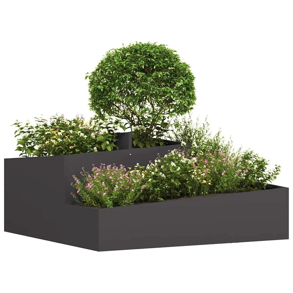 Garden Planter Black 100 x 100 x 50 cm Metal Outdoor Raised Bed Flower Box