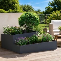 Large Outdoor Anthracite Metal Garden Planter 100x100x50cm
