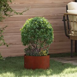 Durable Brown Steel Planter Ring Set of 5 - 30 x 30 x 20 cm