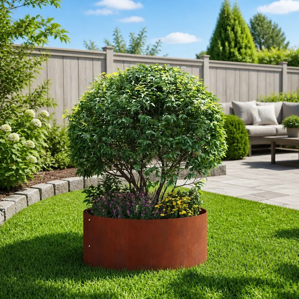 Round Steel Garden Planter Ring for Outdoor Spaces 40cm