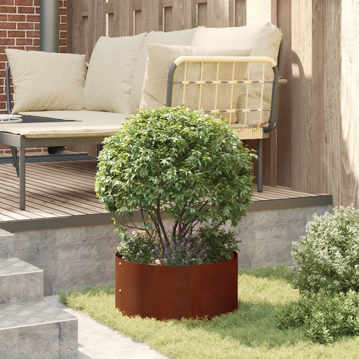 Round Steel Garden Planter Ring for Outdoor Spaces 40cm