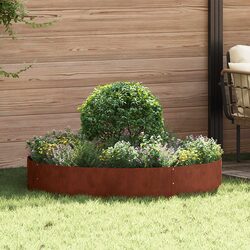Durable Steel Planter Ring Set of 5 in Brown 120 x 120 x 20 cm