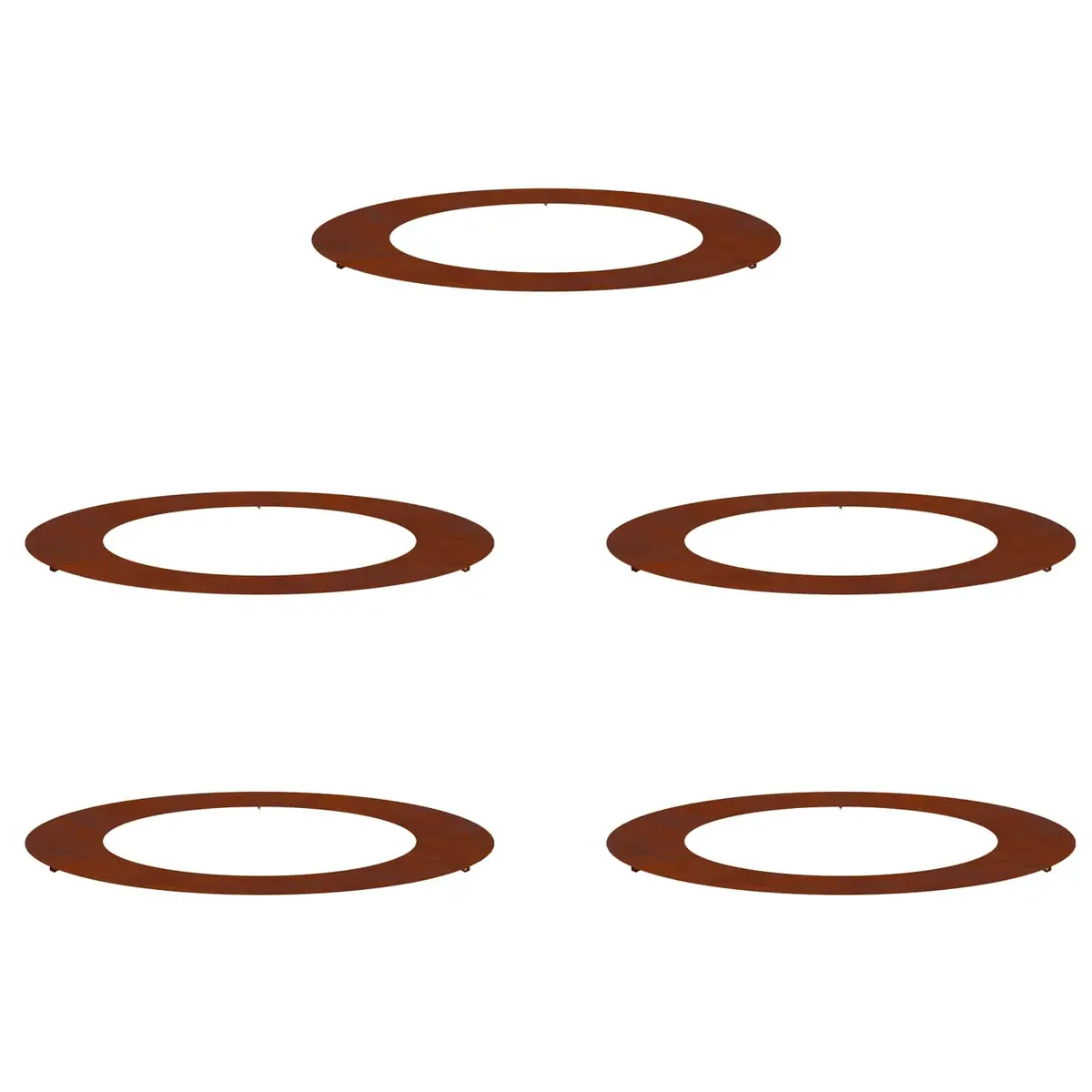 Rusty Brown Tree Ring Set 5 pcs for Outdoor Gardens