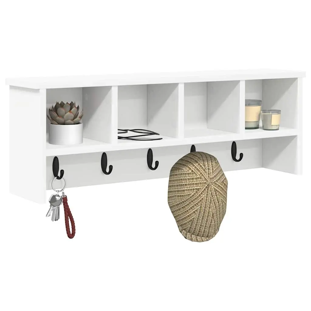 Wall-Mounted Coat Rack in White Engineered Wood