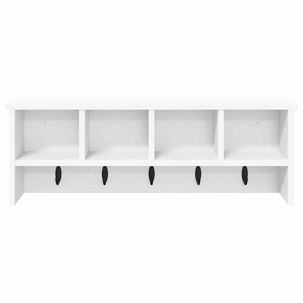 Wall-Mounted Coat Rack in White Engineered Wood