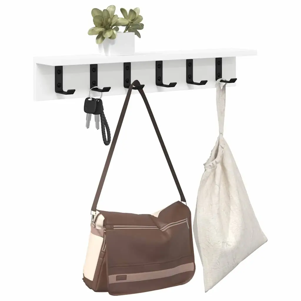 Wall-Mounted Coat Rack Engineered Wood 60cm White