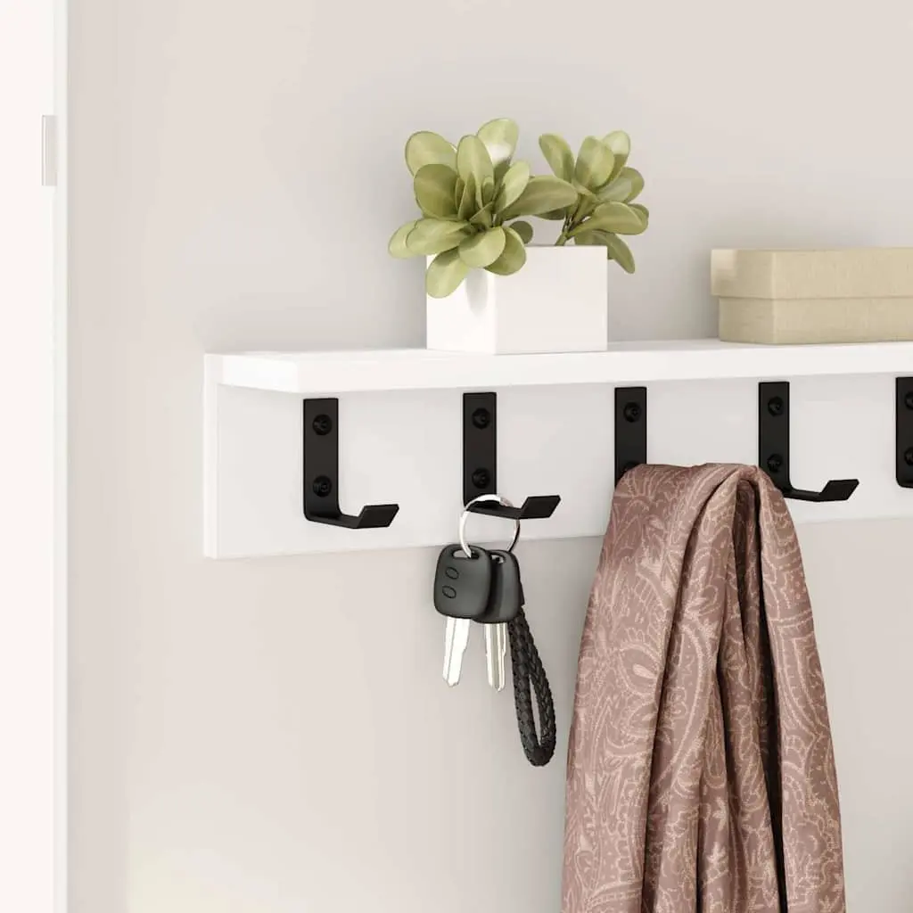 Wall-Mounted Coat Rack Engineered Wood 60cm White