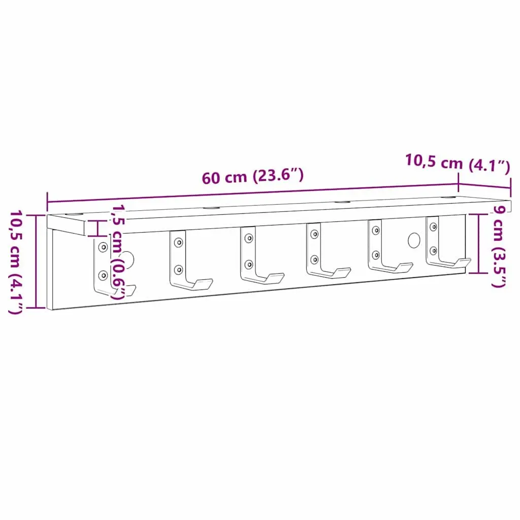 Wall-Mounted Coat Rack Engineered Wood 60cm White