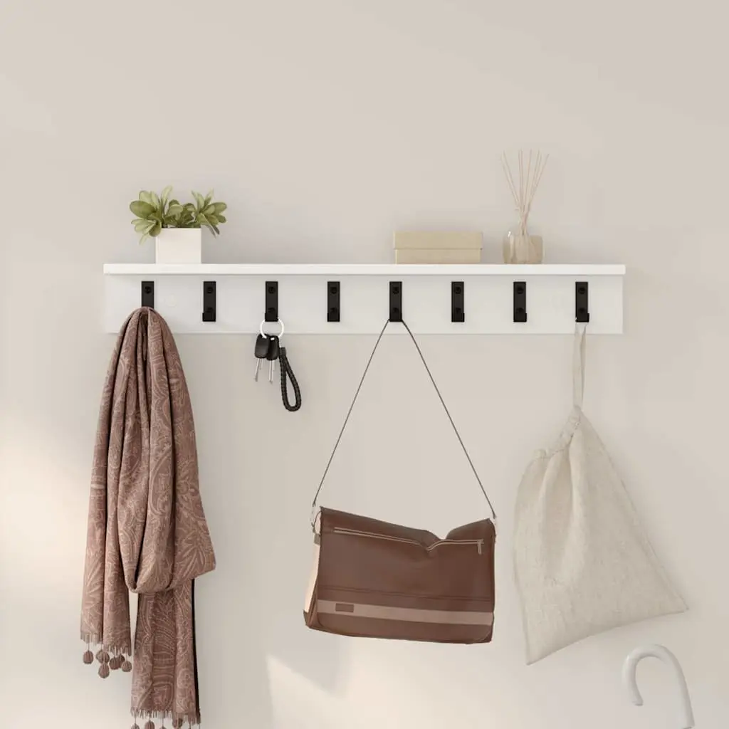 Wall-Mounted Coat Rack Engineered Wood 80 x 10.5 x 10.5 cm White