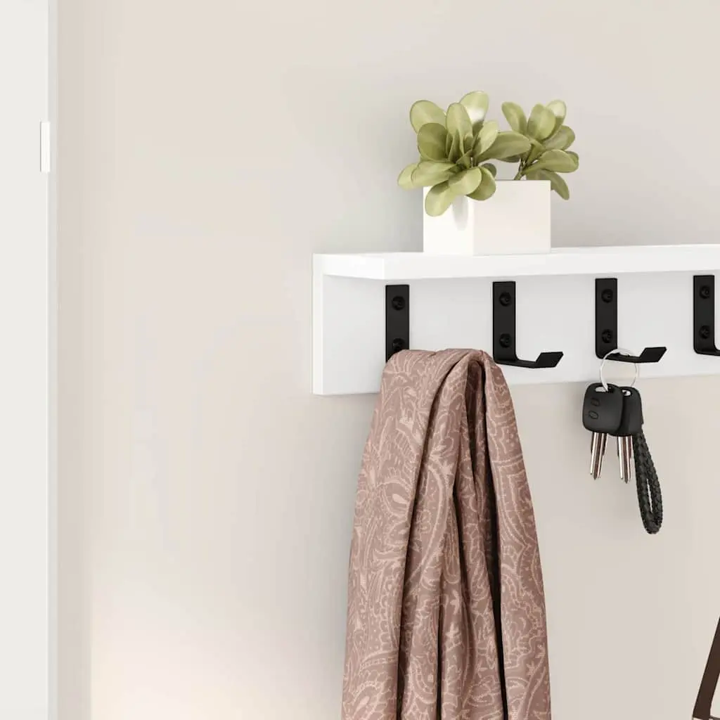 Wall-Mounted Coat Rack Engineered Wood 80 x 10.5 x 10.5 cm White