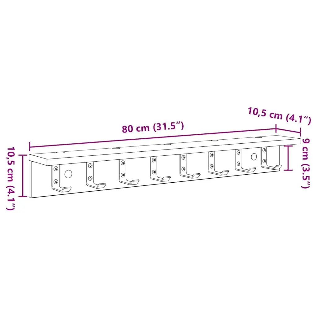 Wall-Mounted Coat Rack Engineered Wood 80 x 10.5 x 10.5 cm White