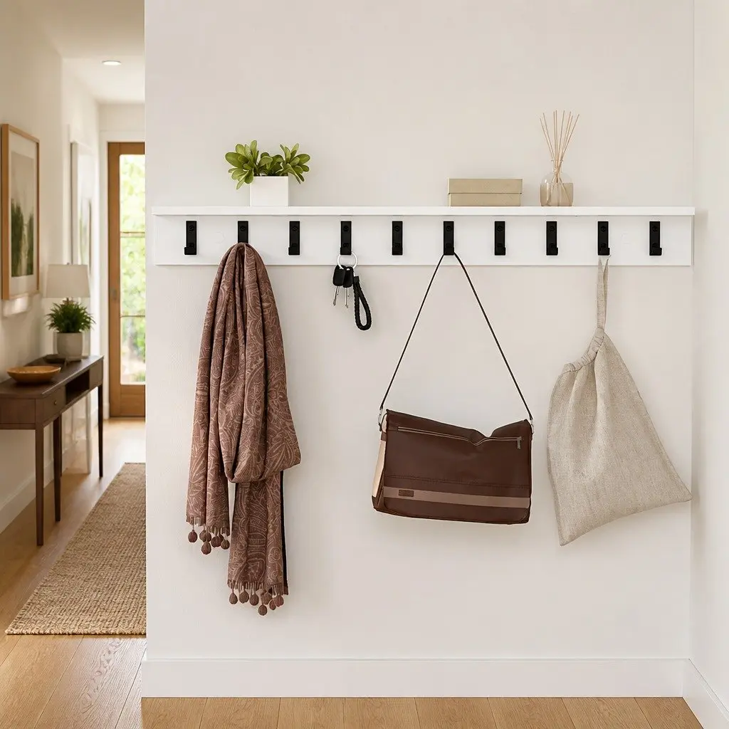 Wall-Mounted Coat Rack with Storage Shelves 100cm