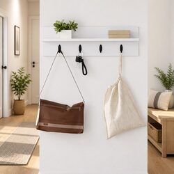 Sturdy Wall-Mounted Coat Rack in White for Hallways