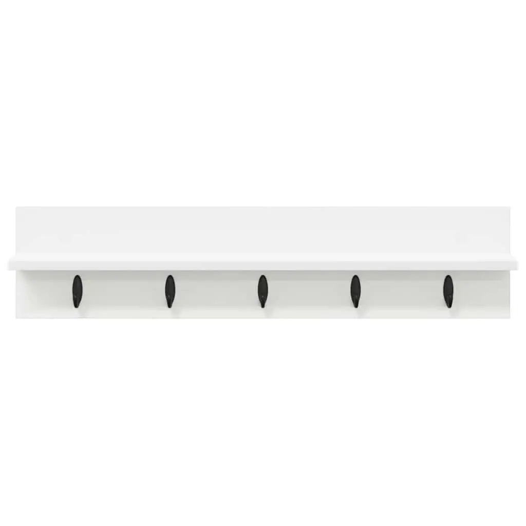White Engineered Wood Wall-Mounted Coat Rack 80cm