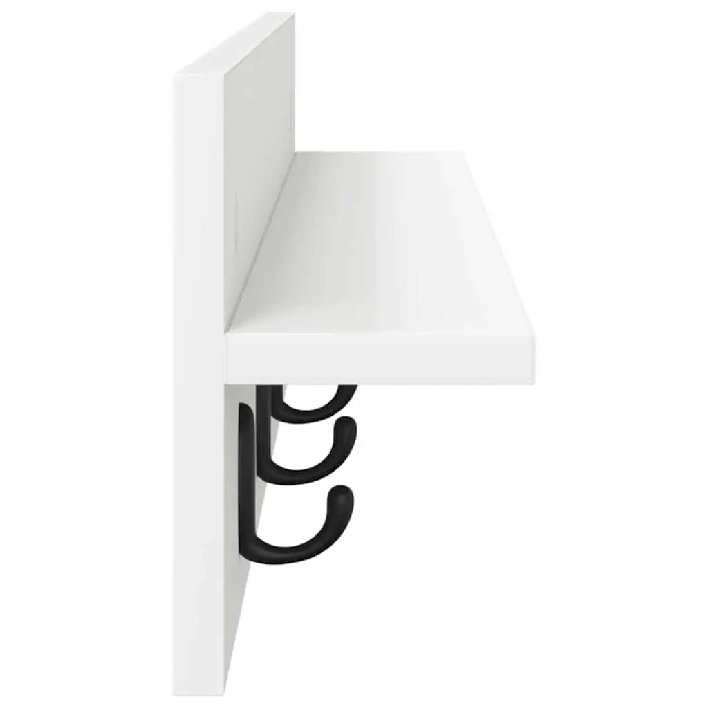 White Engineered Wood Wall-Mounted Coat Rack 80cm