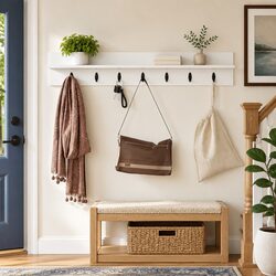 Modern White Wall-Mounted Coat Rack for Hallways