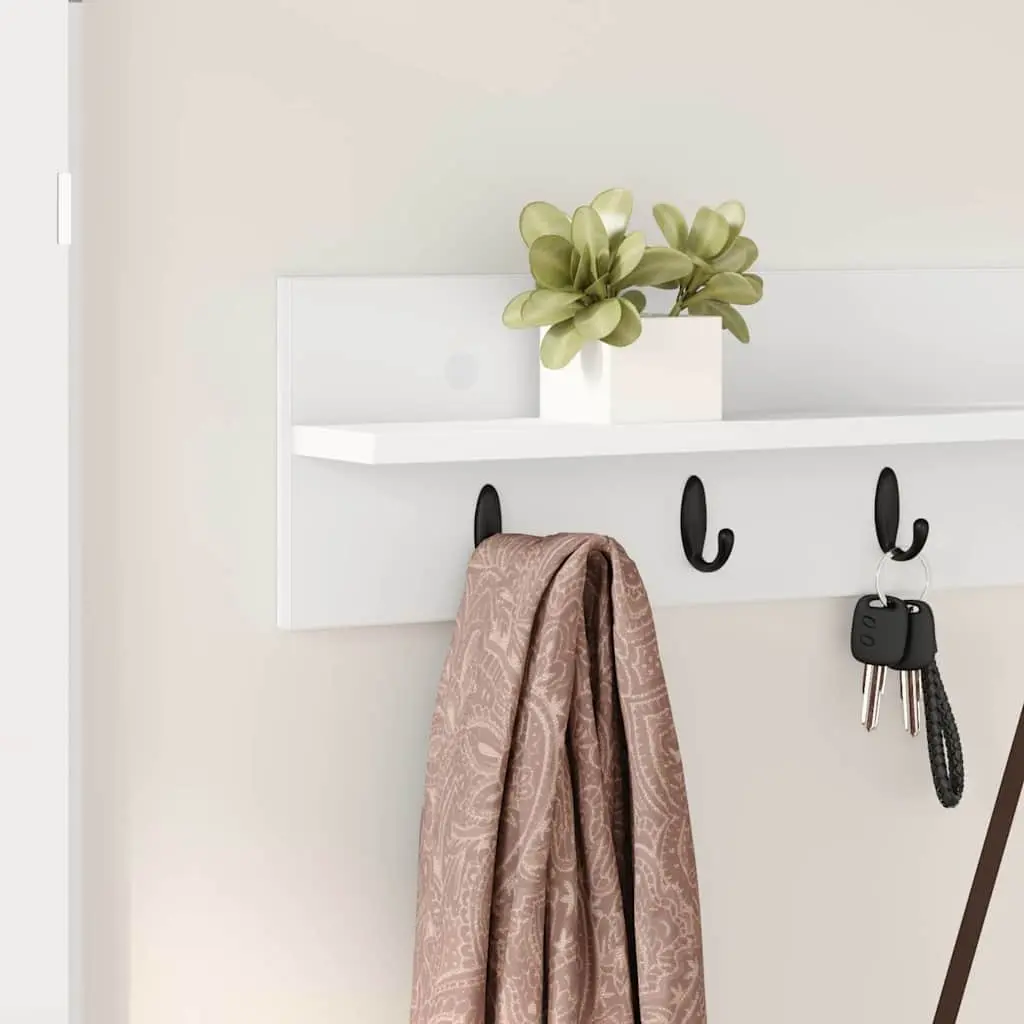 White Wall-Mounted Coat Rack for Hallways