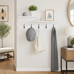 Premium Wall-Mounted Coat Rack in White Engineered Wood