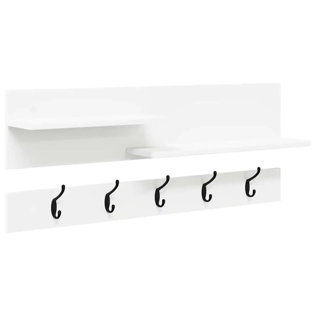 Wall-Mounted Coat Rack in White Engineered Wood