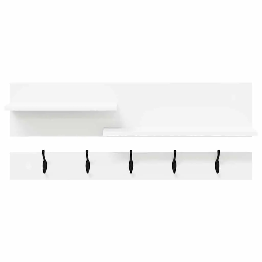 Wall-Mounted Coat Rack in White Engineered Wood