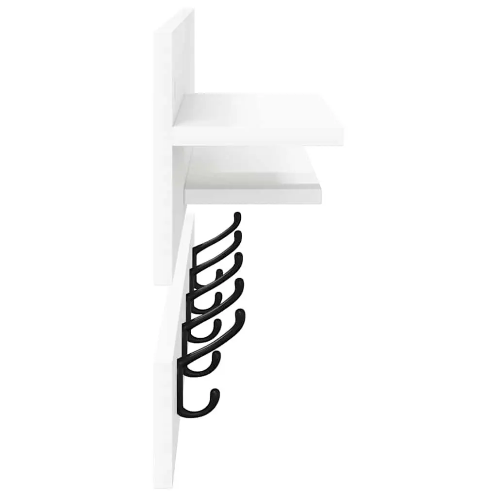 Wall-Mounted Coat Rack in White Engineered Wood