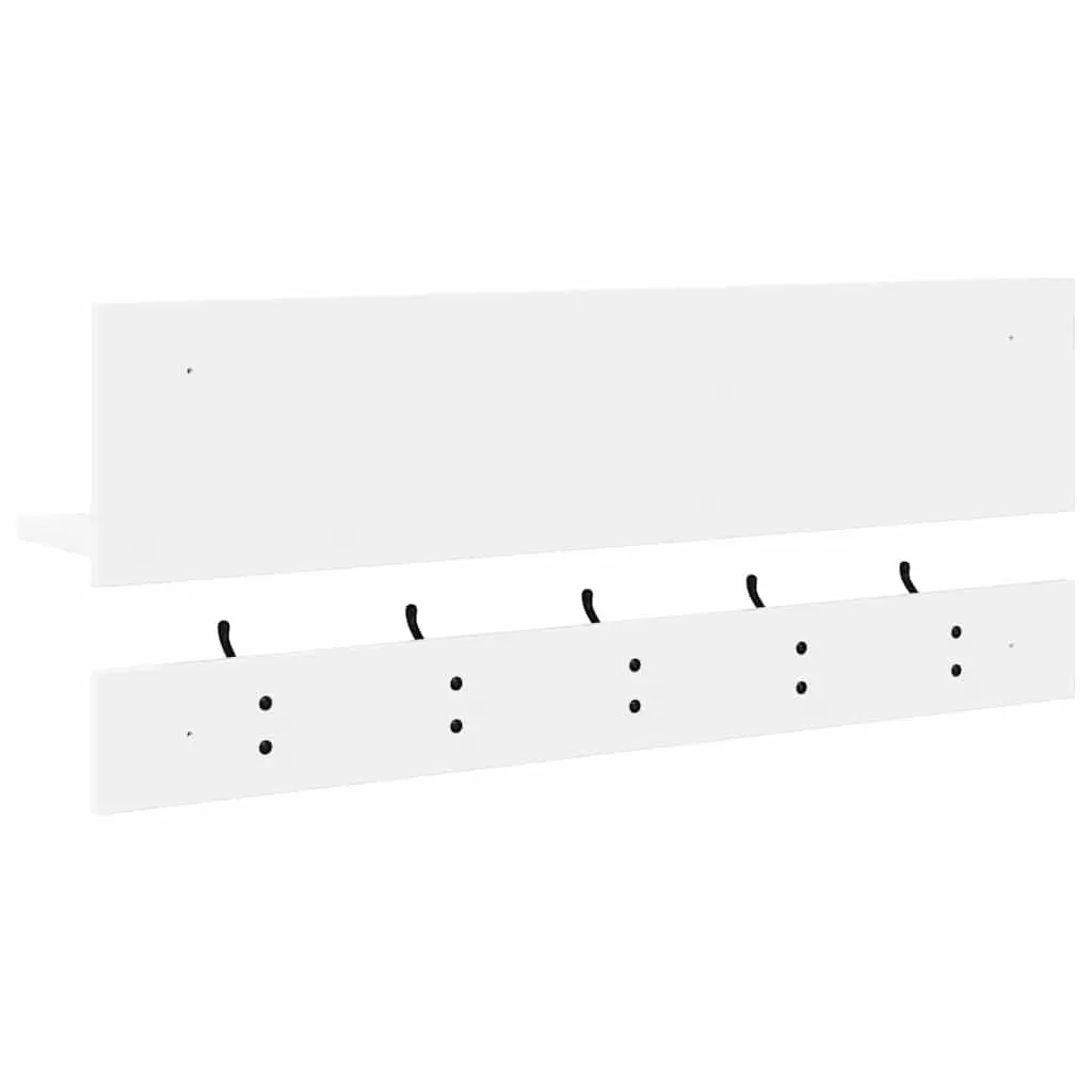 Wall-Mounted Coat Rack in White Engineered Wood