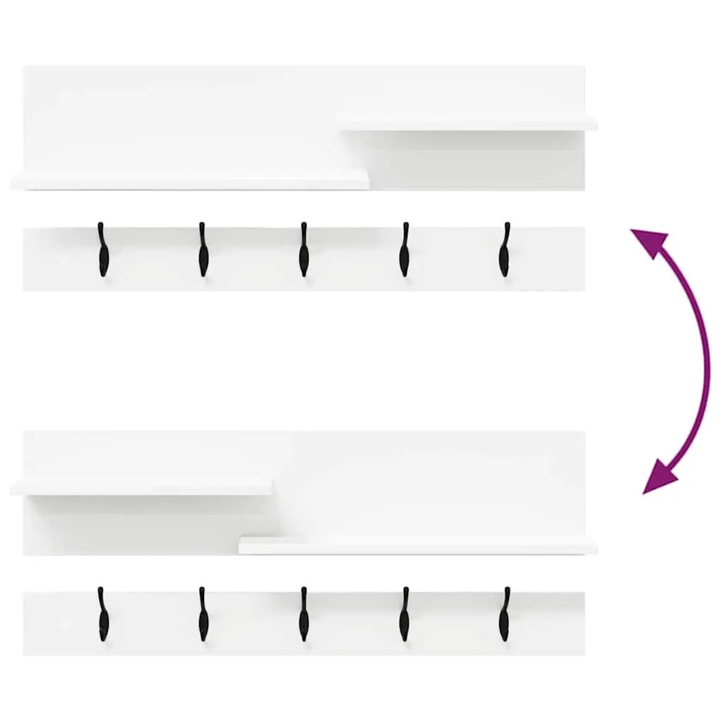 Wall-Mounted Coat Rack in White Engineered Wood
