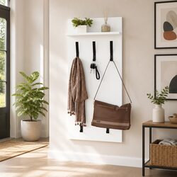 Stylish Wall-Mounted Coat Rack in White Engineered Wood