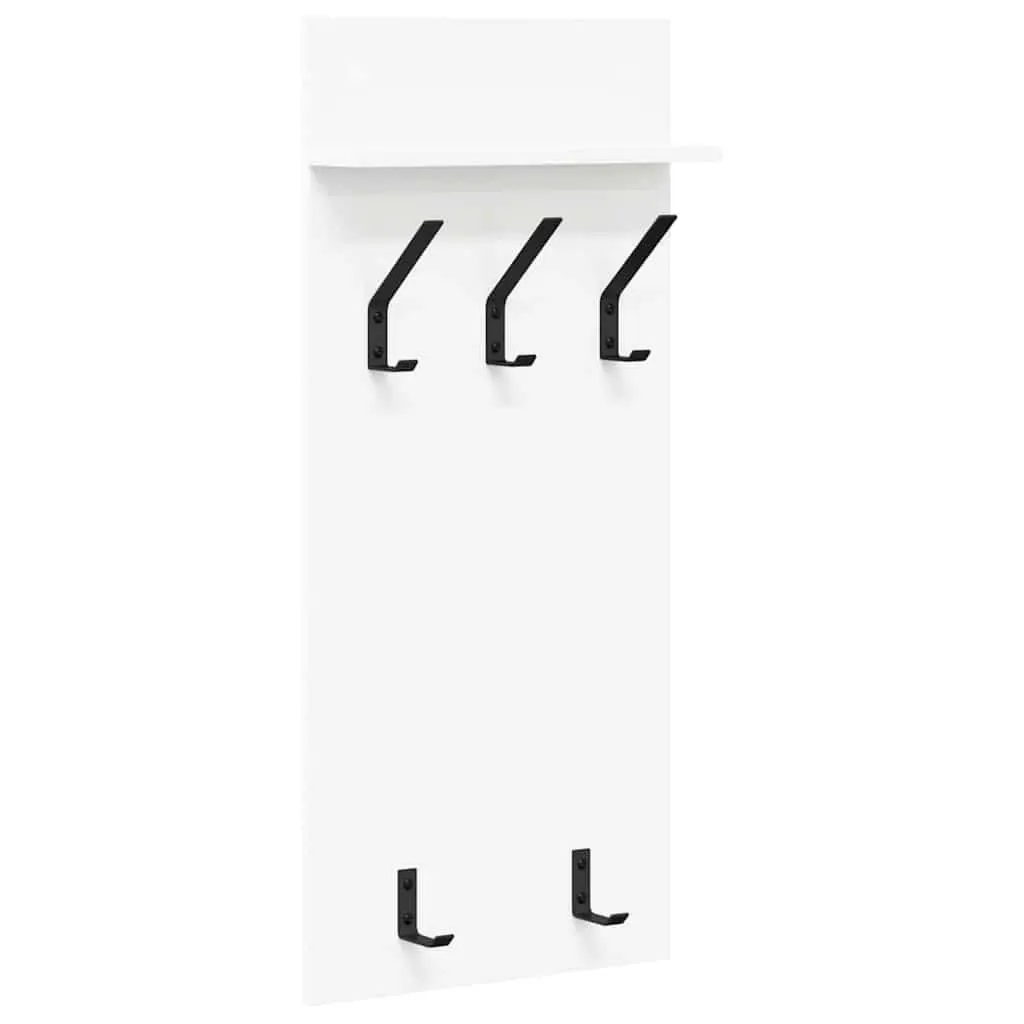 Wall-Mounted Coat Rack in White Engineered Wood